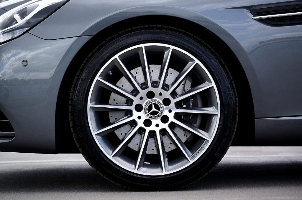 silver mercedes benz wheel with tire